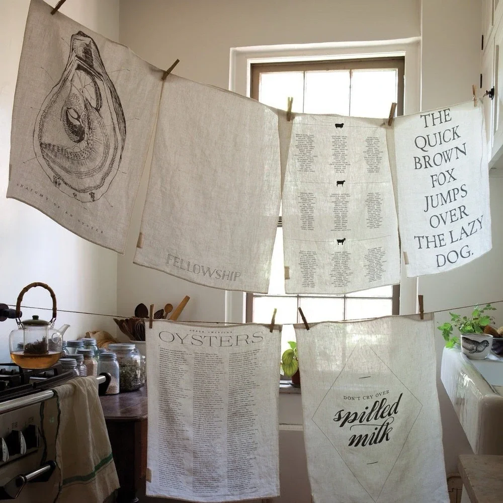 Sir Madam NORTH AMERICAN OYSTERS Pure Linen Tea Towel